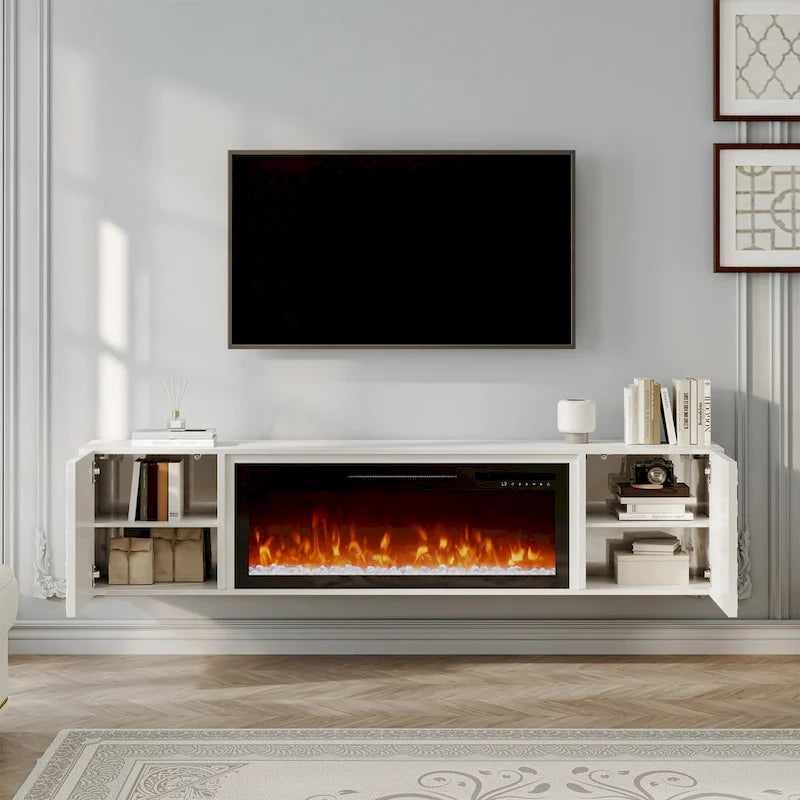 67 MDF Wall Mounted TV Stand with 36 Electric Fireplace