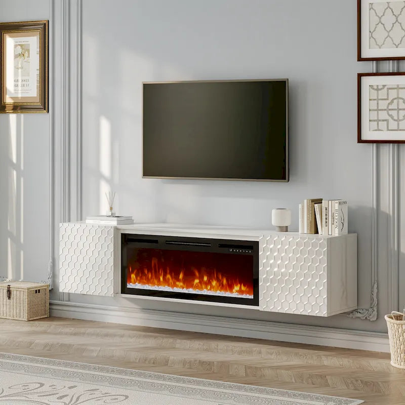 67 MDF Wall Mounted TV Stand with 36 Electric Fireplace