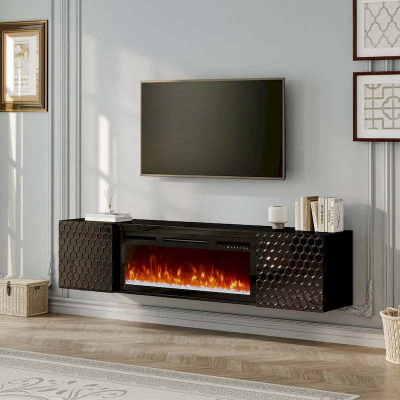 67 MDF Wall Mounted TV Stand with 36 Electric Fireplace