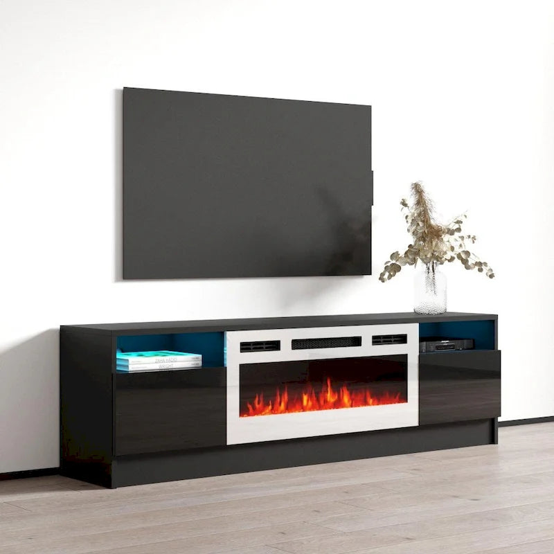 Duke 01 WH-EF Electric Fireplace 63 TV Stand