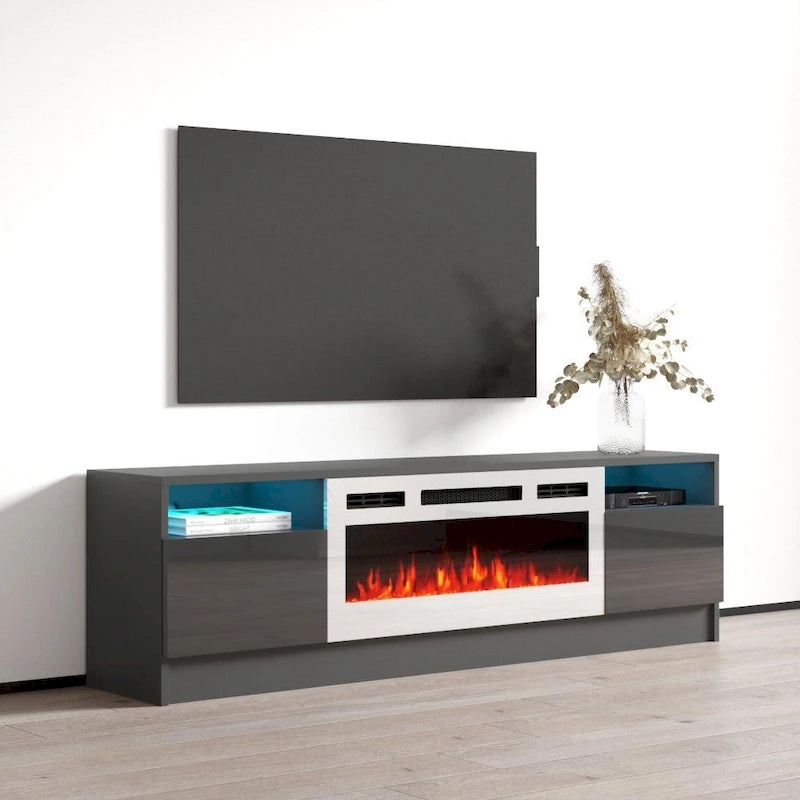 Duke 01 WH-EF Electric Fireplace 63 TV Stand
