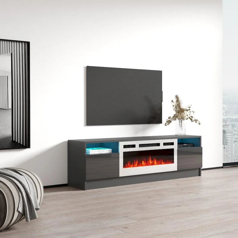 Duke 01 WH-EF Electric Fireplace 63 TV Stand