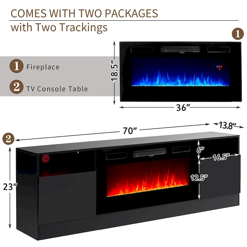 70 Fireplace TV Stand with 36 Electric Fireplace