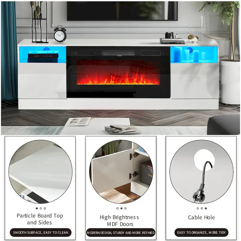 70 Fireplace TV Stand with 36 Electric Fireplace