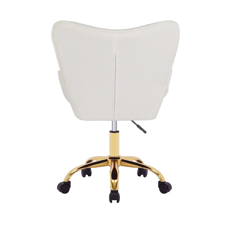 Porthos Home Tyra Swivel Office Chair, Teddy Fabric, Gold Chrome Legs