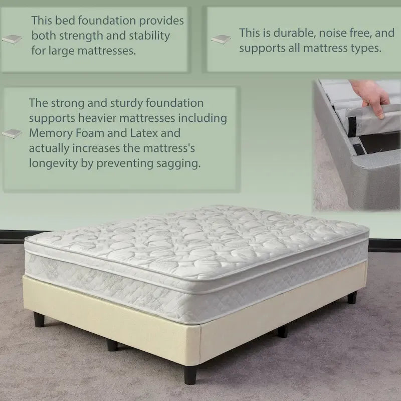 Onetan, 13 Platform Bed for Mattress with Leg, Beige