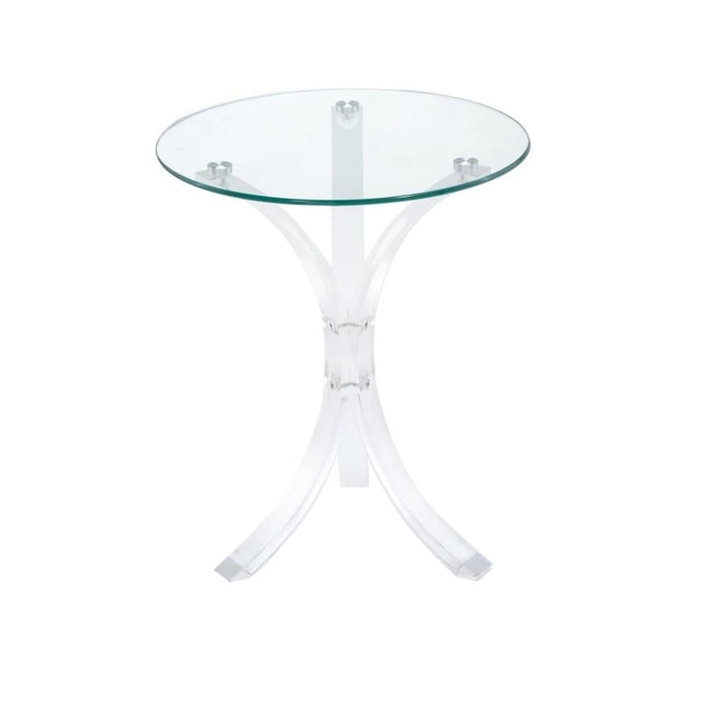 Modern Design Curved Base Accent Table with Glass Top