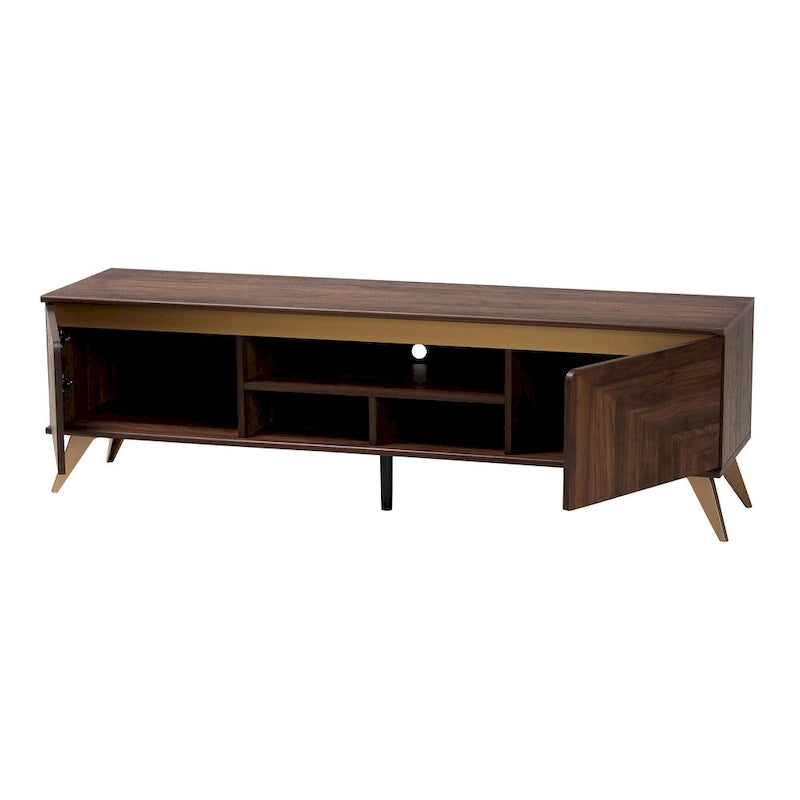 Graceland Mid-Century Modern Transitional Walnut Brown Finished Wood 2-Door TV Stand