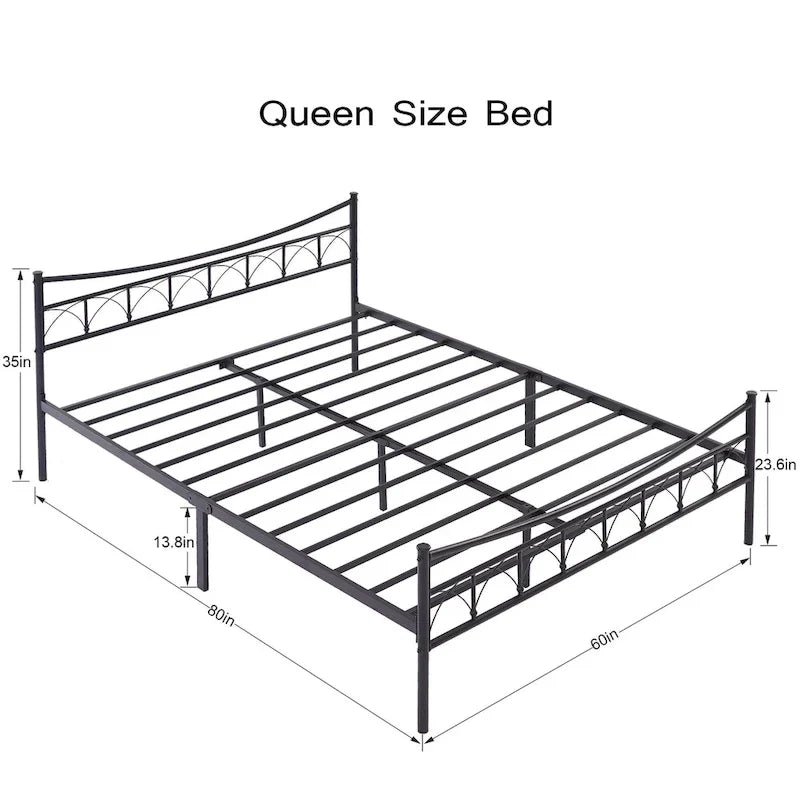 VECELO Metal Platform Bed Frame with Headboard Twin/Full/Queen Beds