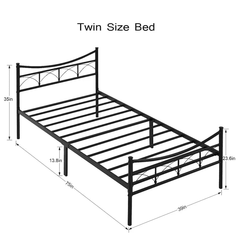 VECELO Metal Platform Bed Frame with Headboard Twin/Full/Queen Beds