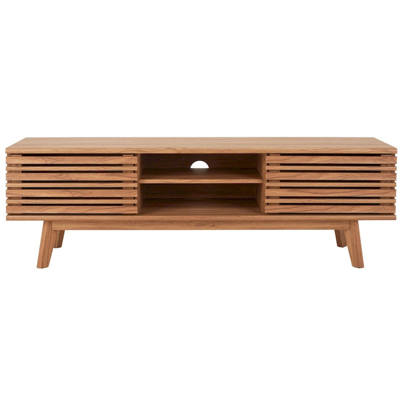 SAFAVIEH Teela Walnut 59-inch Storage Media TV Stand - 59 W x 15 L x 19 H - 59Wx15Dx19H