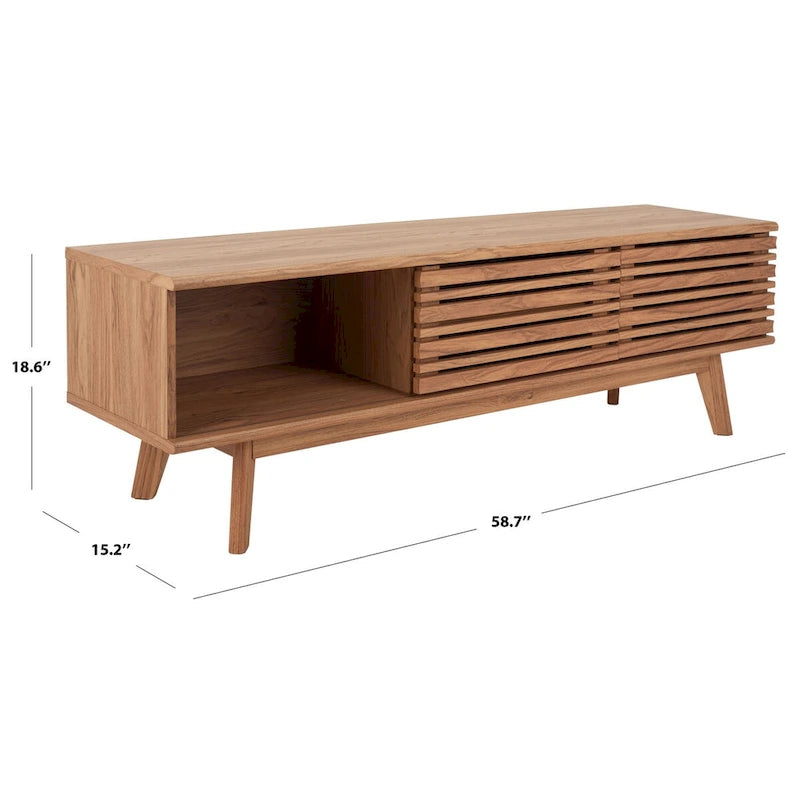 SAFAVIEH Teela Walnut 59-inch Storage Media TV Stand - 59 W x 15 L x 19 H - 59Wx15Dx19H