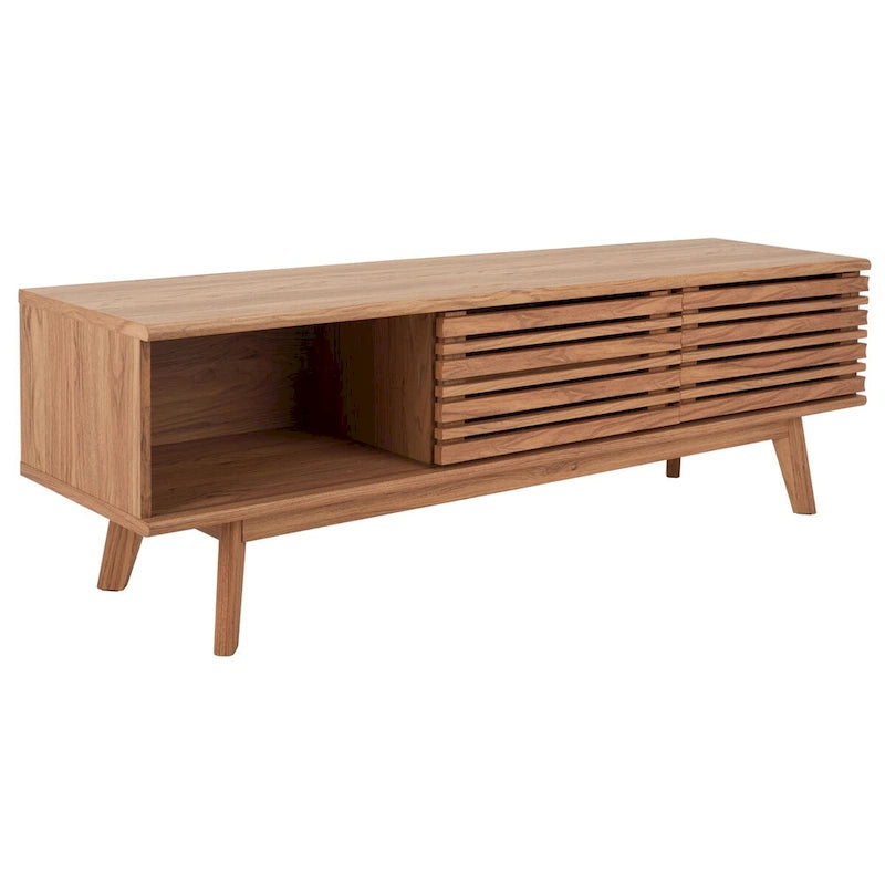 SAFAVIEH Teela Walnut 59-inch Storage Media TV Stand - 59 W x 15 L x 19 H - 59Wx15Dx19H