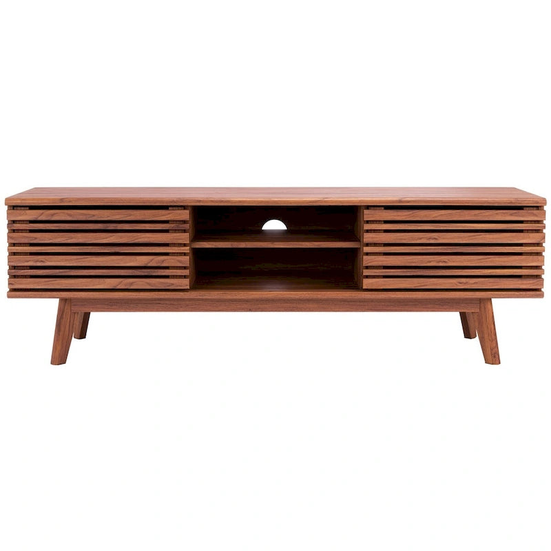 SAFAVIEH Teela Walnut 59-inch Storage Media TV Stand - 59 W x 15 L x 19 H - 59Wx15Dx19H