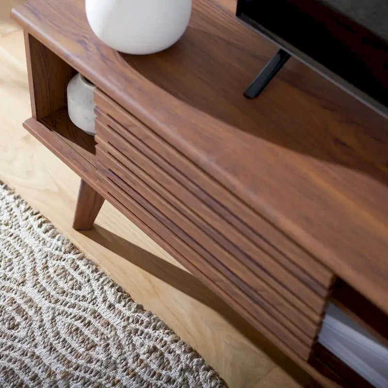 SAFAVIEH Teela Walnut 59-inch Storage Media TV Stand - 59 W x 15 L x 19 H - 59Wx15Dx19H