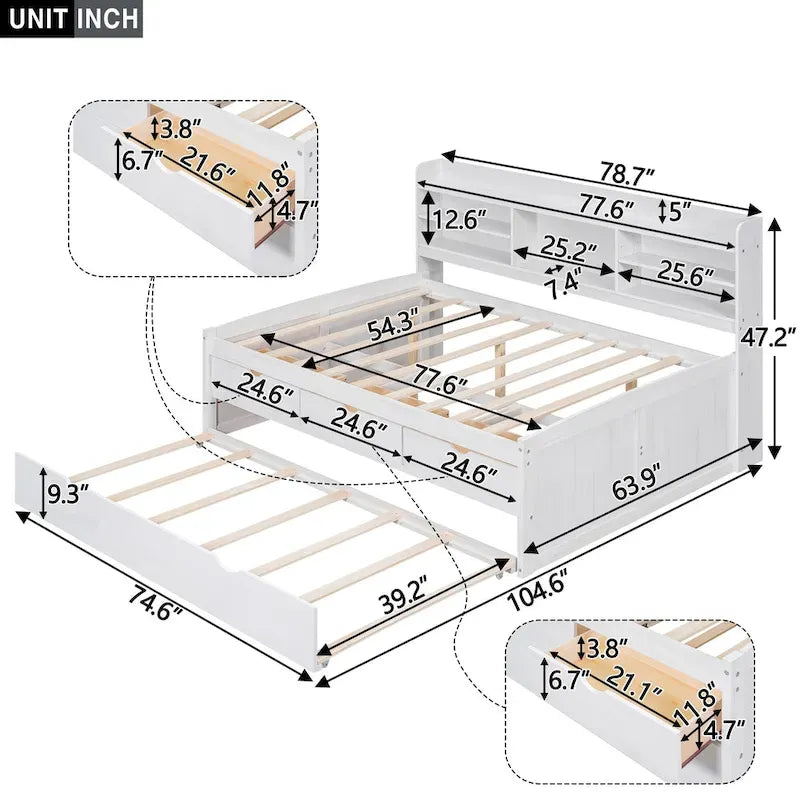 Full Size Wooden Captain Bed