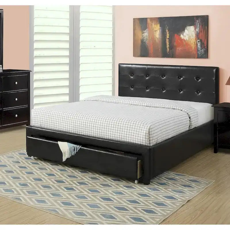 Queen Size Storage Under Bed,Bed Faux Leather upholstered