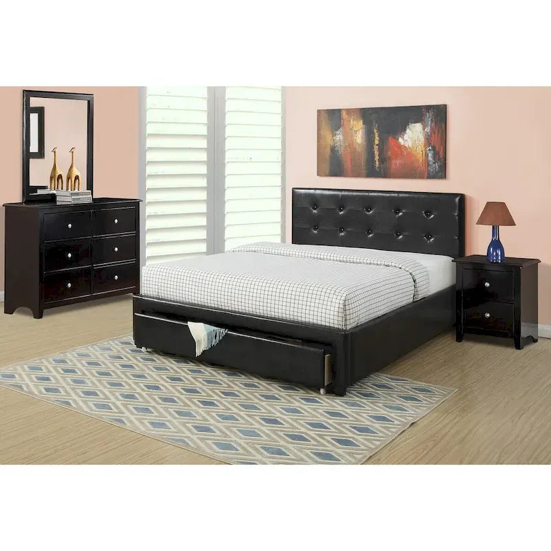 Queen Size Storage Under Bed,Bed Faux Leather upholstered