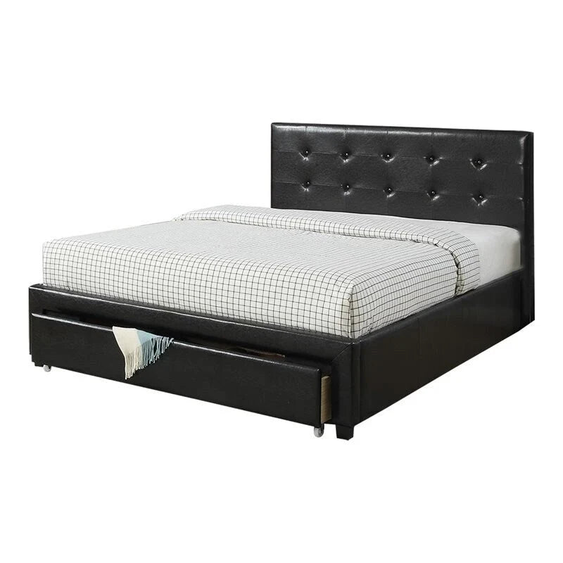 Queen Size Storage Under Bed,Bed Faux Leather upholstered