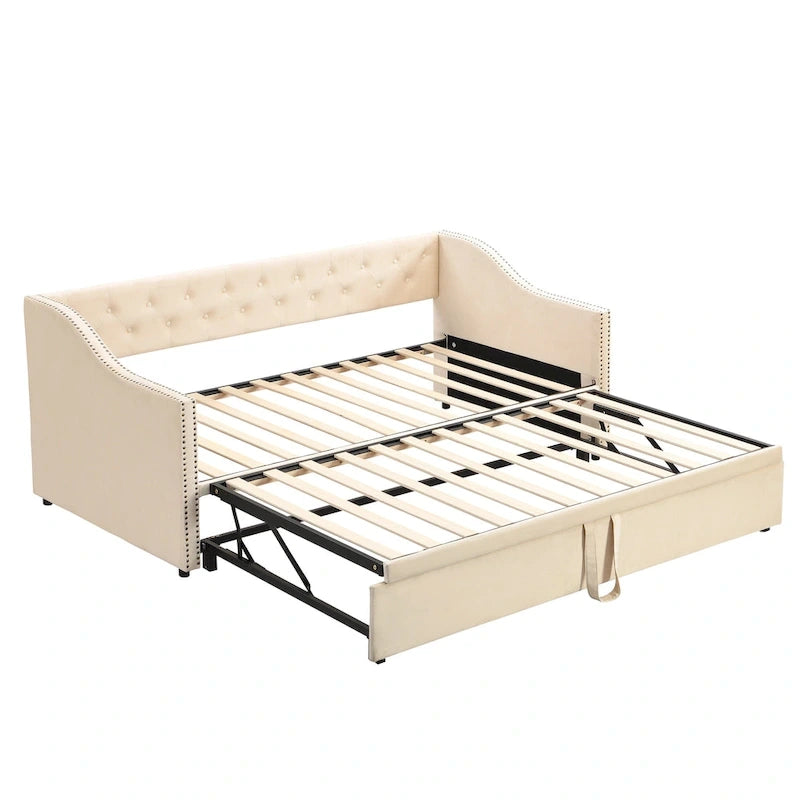 Twin Size Upholstered daybed with Pop Up Trundle