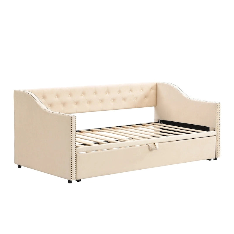Twin Size Upholstered daybed with Pop Up Trundle
