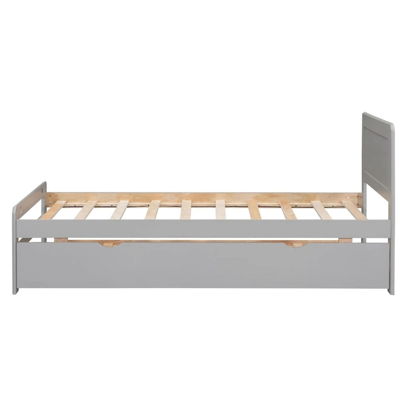 Modern Design Wooden Platform Bed Frame with Trundle