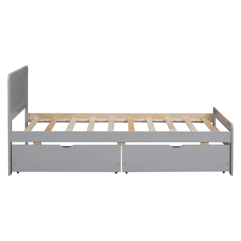Modern Design Wooden Platform Bed Frame with Trundle