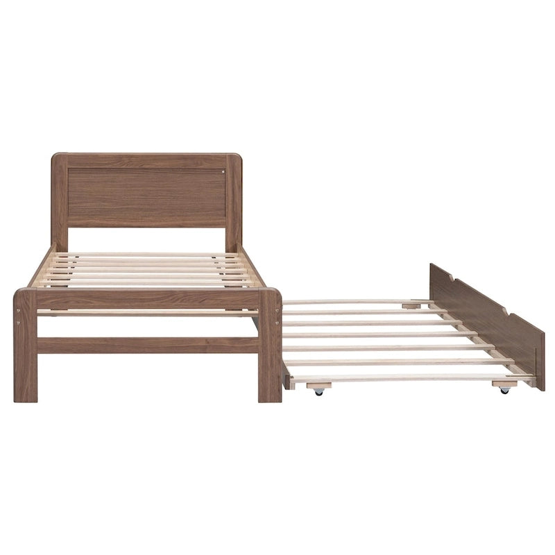 Modern Design Wooden Platform Bed Frame with Trundle