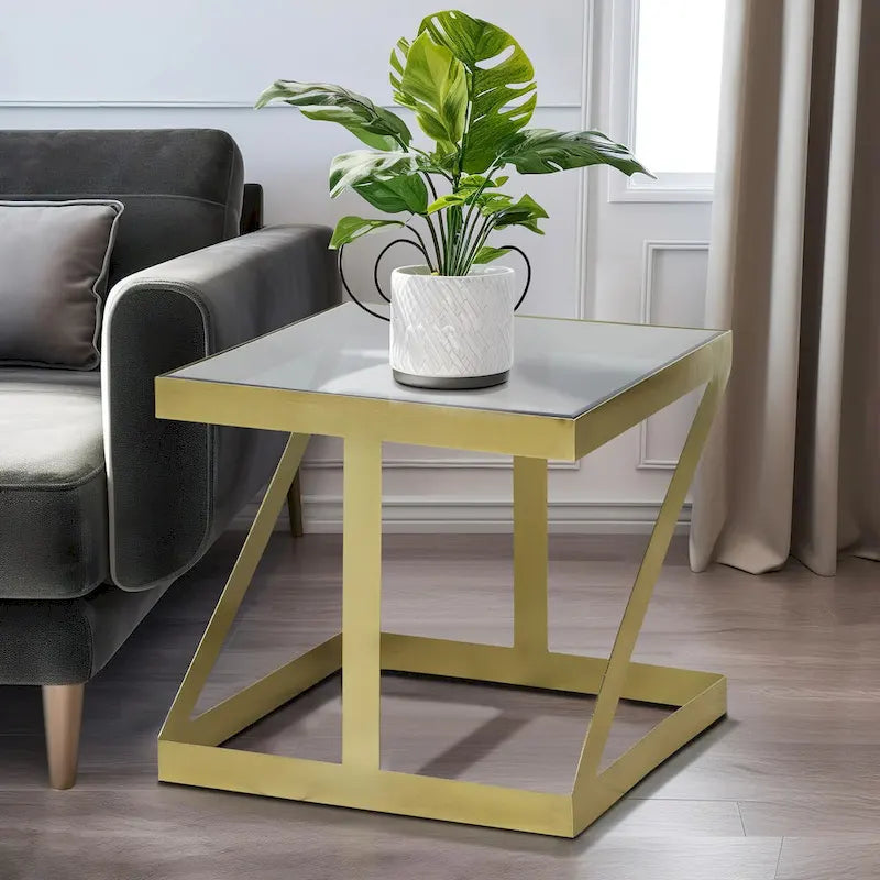 Sagebrook Home Modern Glam 20 Metal and Glass Gold and Black Side Accent Table - 22 x 22 x 20