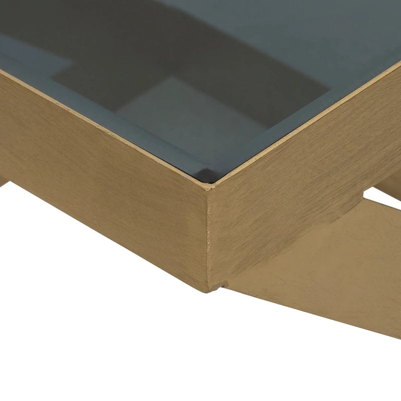 Sagebrook Home Modern Glam 20 Metal and Glass Gold and Black Side Accent Table - 22 x 22 x 20