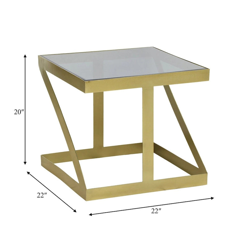 Sagebrook Home Modern Glam 20 Metal and Glass Gold and Black Side Accent Table - 22 x 22 x 20