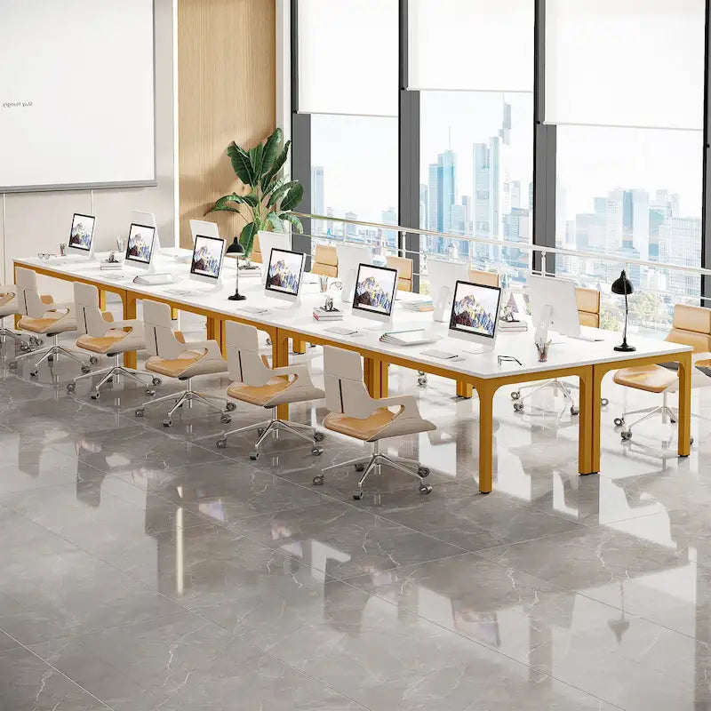 6.5FT Conference Table, Large Meeting Table with Metal Legs for Conference Room, Office
