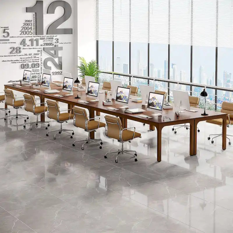6.5FT Conference Table, Large Meeting Table with Metal Legs for Conference Room, Office