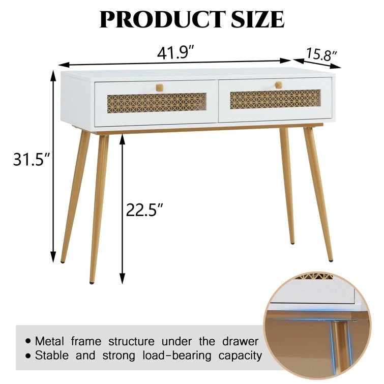 41.9 Wood 2-Drawer Entryway Console Table