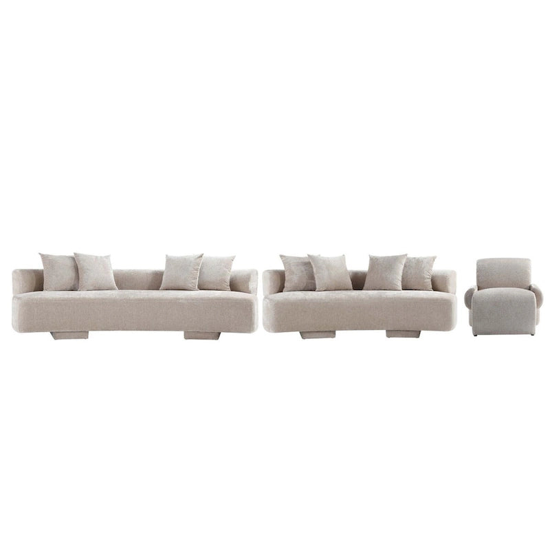 Manhattan Comfort 3 Piece Modern Verandah Chenille Multi Sofa Set