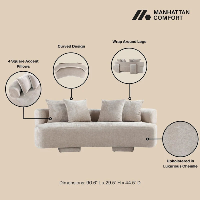 Manhattan Comfort 3 Piece Modern Verandah Chenille Multi Sofa Set