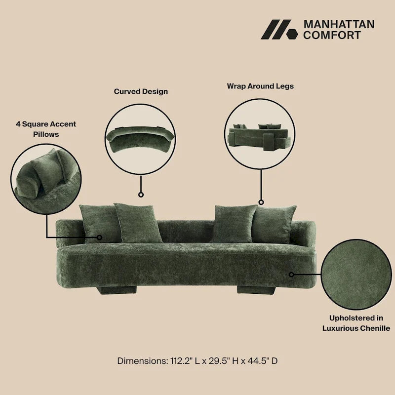 Manhattan Comfort 3 Piece Modern Verandah Chenille Multi Sofa Set