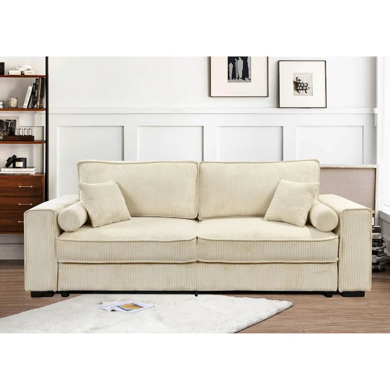Roomfitters Large Sofa Bed with Storage, Modern 3 Seater Couch Furniture, Upholstered Back Sofa for Small Spaces