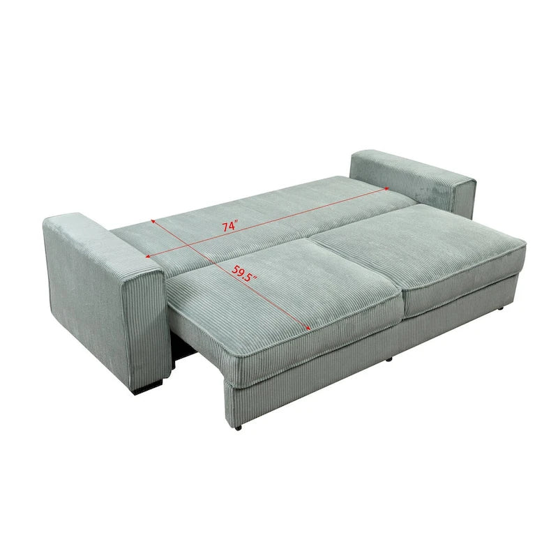 Roomfitters Large Sofa Bed with Storage, Modern 3 Seater Couch Furniture, Upholstered Back Sofa for Small Spaces