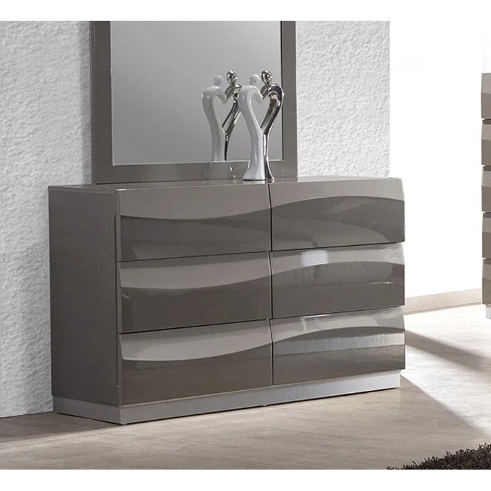 Somette 4-piece Devlin Grey Glossy Queen-size Bedroom Set