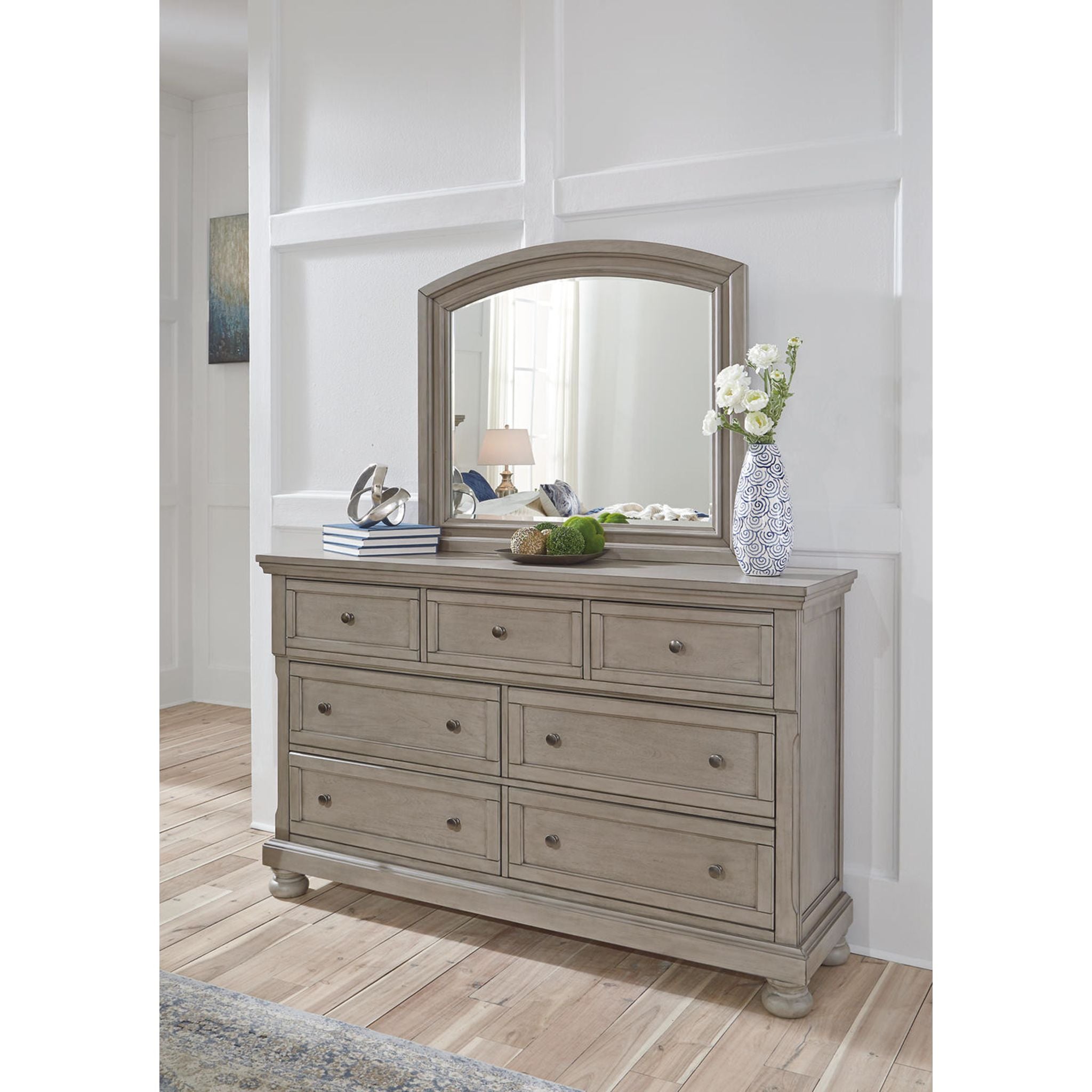 Lettner Dresser and Mirror - Light Gray