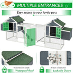 AECOJOY 144'' Large Chicken Coop w/ Run Wooden Hutch Poultry Cage House