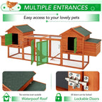 AECOJOY 144'' Large Chicken Coop w/ Run Wooden Hutch Poultry Cage House