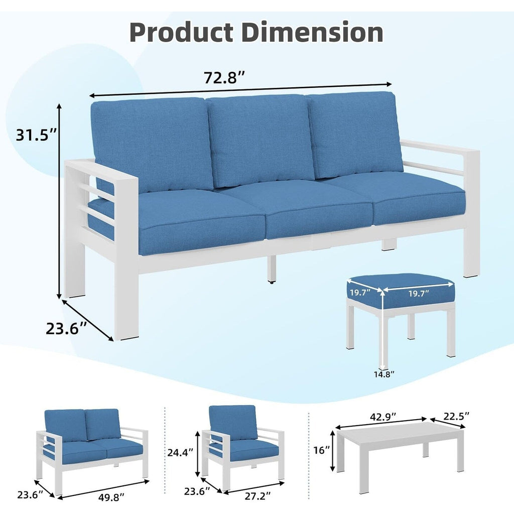 AECOJOY 7 Pieces Aluminum Patio Furniture Set Outdoor Conversation Set
