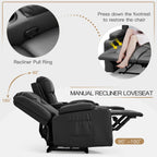 AECOJOY Recliner Sofa Manual RV Reclining Couch PU Home Theater Seating w/ Console