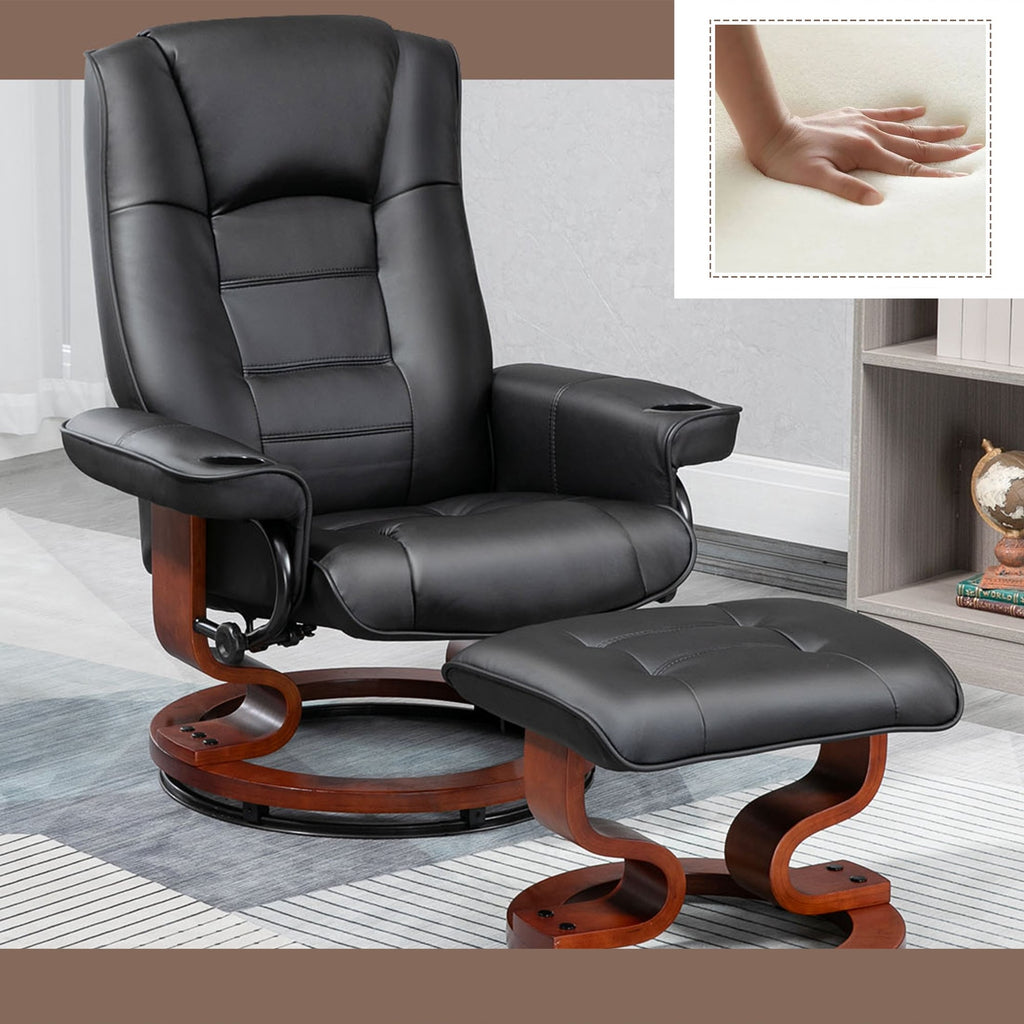 AVAWING Recliner Chair with Ottoman Swivel Design