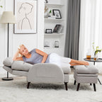 HOMYKA Accent Lounge Chair with Adjustable Backrest Storage Ottoman