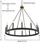 Acroma 12-light Farmhouse 40In Wagon Wheel Chandelier with UL - 40'' D x 138'' H