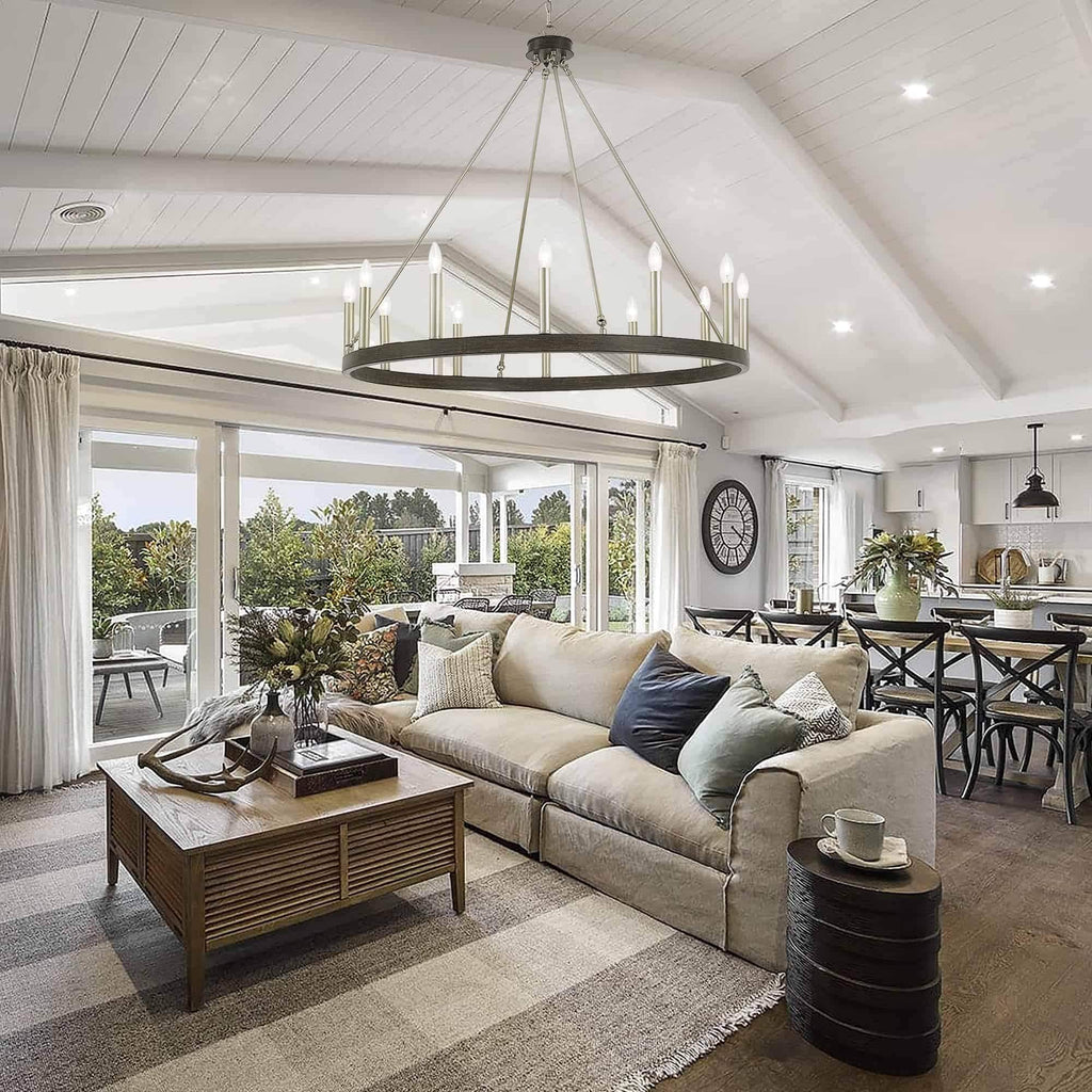 Acroma 12-light Farmhouse 40In Wagon Wheel Chandelier with UL - 40'' D x 138'' H