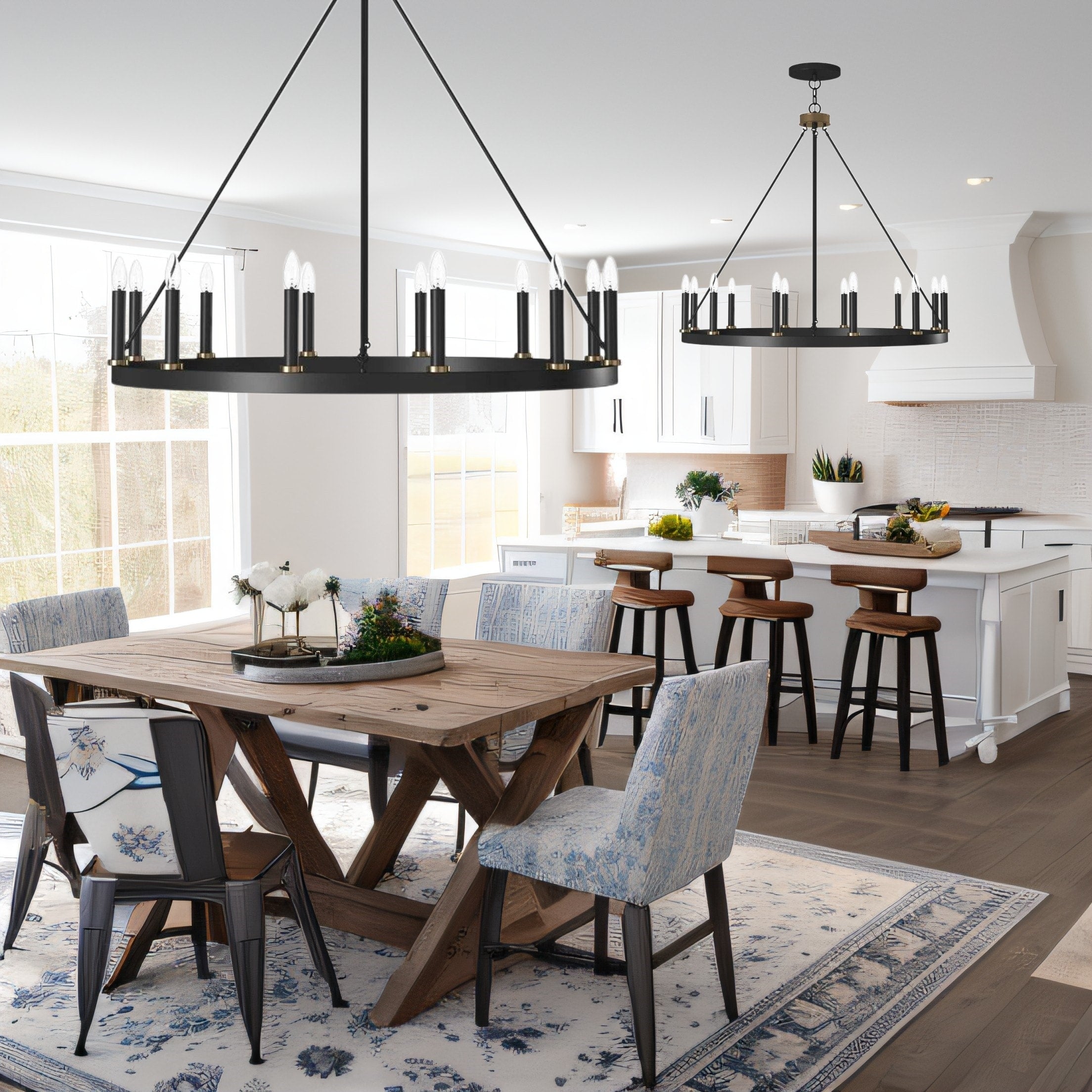 Acroma 12-light Farmhouse 40In Wagon Wheel Chandelier with UL - 40'' D x 138'' H